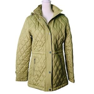 Michael‎ Kors Quilted Anorak Parka Hooded Pockets Logo Sage Green (Size XS)